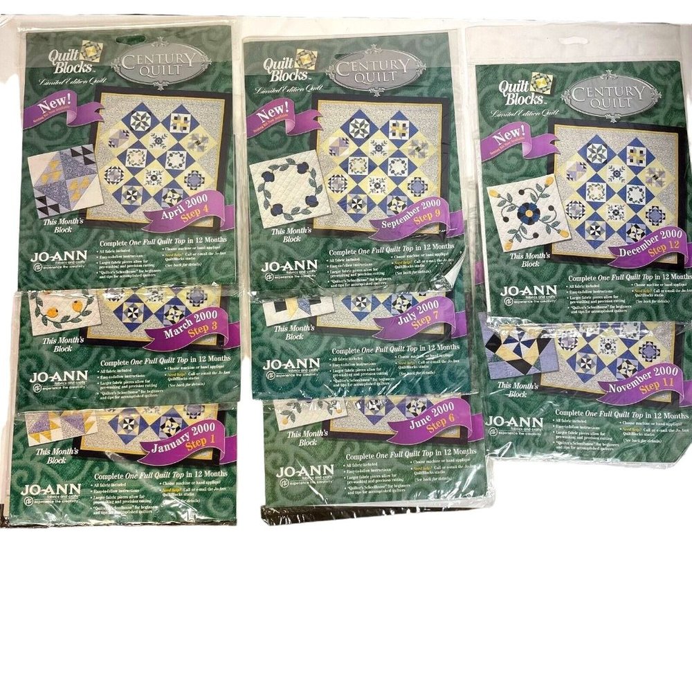 Jo-Ann Lot of 8 Century Quilt 2000 Block of the month